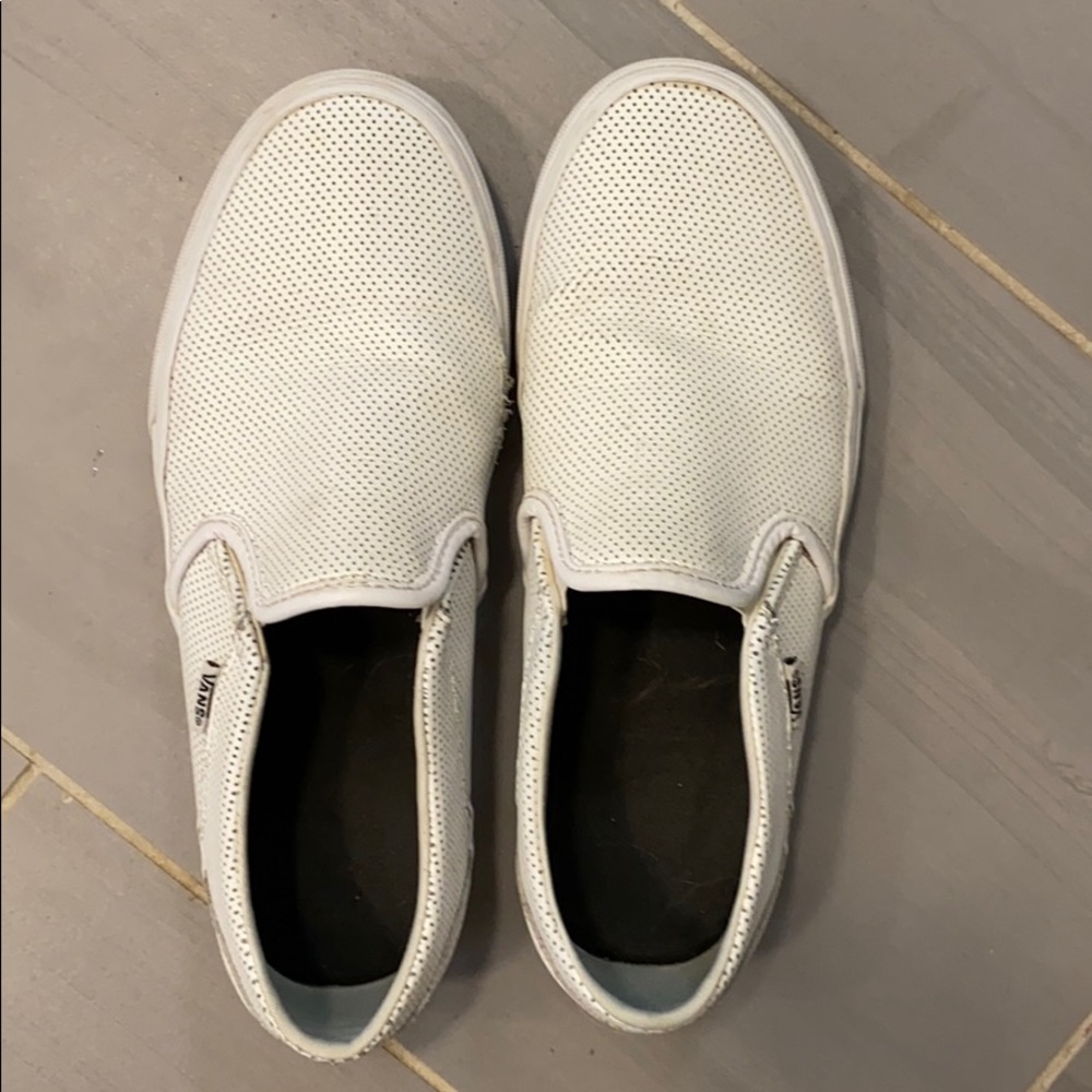 White pleather vans